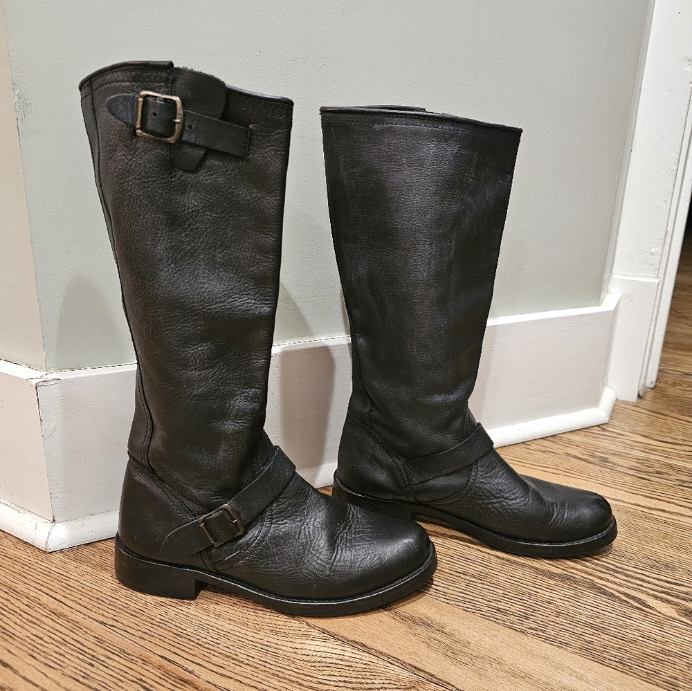 Steve Madden Black Leather Knee-High Boots